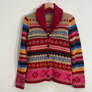 Liz Claiborne Vintage Grandma Sweater Knit Vibrant Colorful Women's Medium